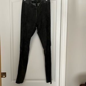 Alice + Olivia suede lamb skin skinny high waist  pant charcoal grey size 6